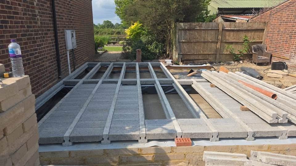 Beam and block floor with surveyor level