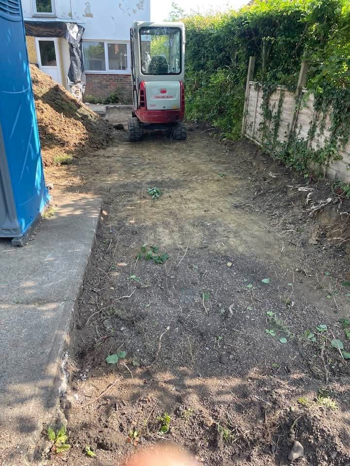 Foundation excavation with mini excavator