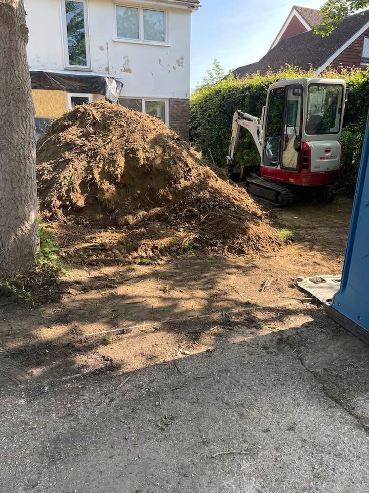 SMH Groundworks excavation project with mini digger on a residential site