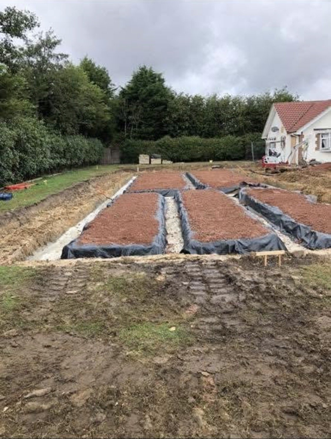 New build blockwork foundations on open site