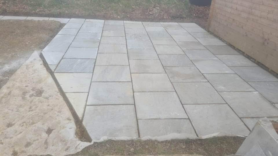 Freshly laid stone paving area